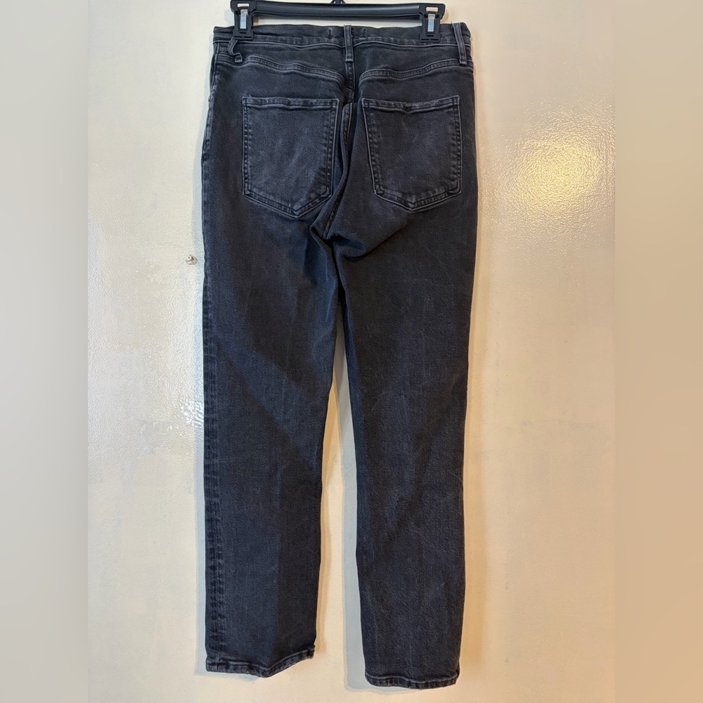 AGOLDE black wash button fly straight leg pants size 27 organic cotton blend - Picture 4 of 9